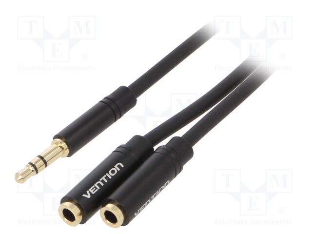 Cable; Jack 3.5mm socket x2,Jack 3.5mm plug; black