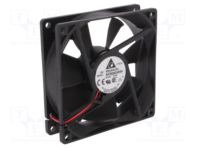 Fan: DC; axial; 92x92x25.4mm; 98.4m3/h; 38dBA; ball bearing