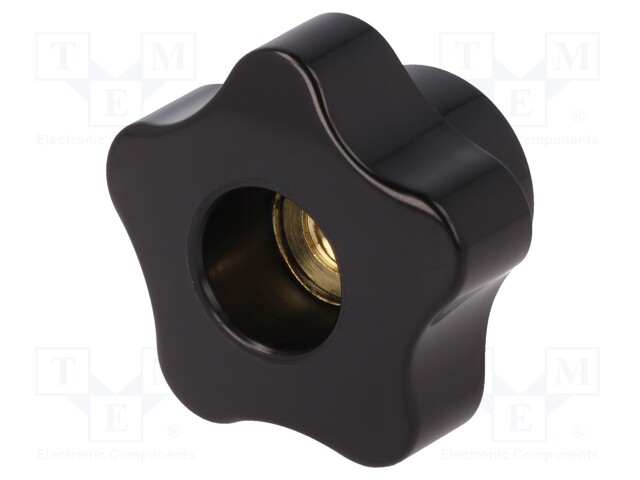 Knob; Dia: 40mm; M8; 18mm; H: 28mm; duroplast (PF); black gloss