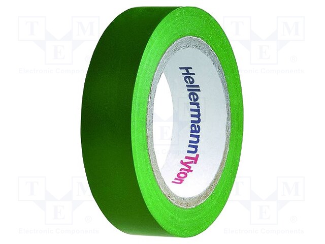 Tape: electrical insulating; W: 15mm; L: 10m; D: 0.15mm; green; 220%