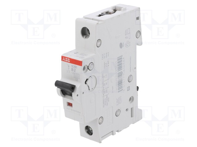 Circuit breaker; Inom: 2A; DIN; Charact: B; 6kA; IP20; 1÷25mm2