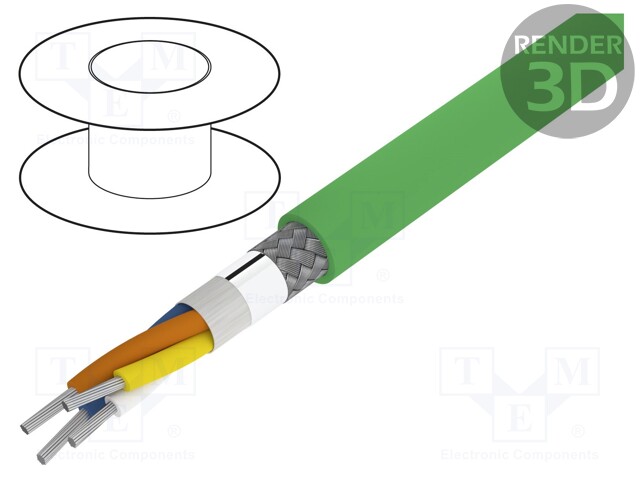 Wire; HELUKAT® PROFInet B; PROFINET; 5e; stranded; Cu; 2x2x22AWG