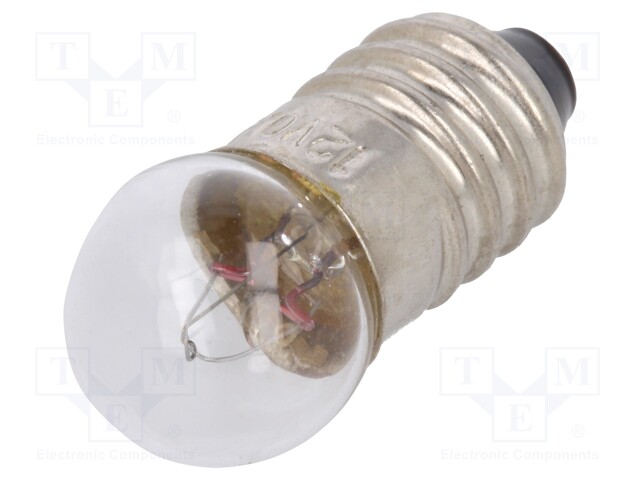 Filament lamp: miniature; E10; 12VDC; 200mA; Bulb: spherical; 2.5W