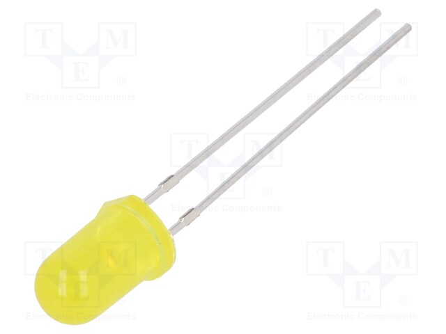 LED; 5mm; yellow; 20÷40mcd; 30°; Front: convex; Pitch: 2.54mm