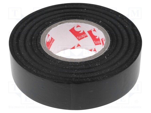 Tape: electrical insulating; W: 19mm; L: 25m; D: 0.13mm; black; 180%