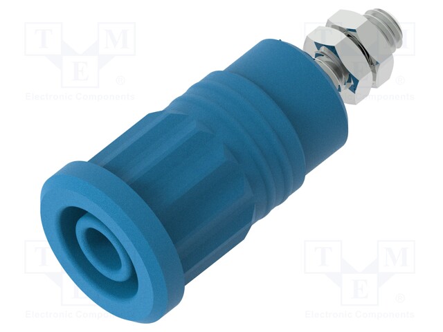 Socket; 4mm banana; 36A; 1kV; blue; nickel plated; insulated