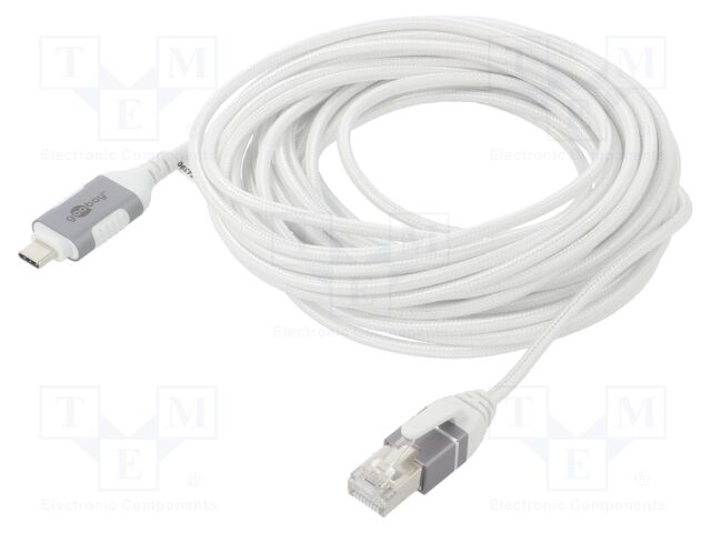 Cable; slim,USB 3.1; RJ45 plug,USB C plug; nickel plated; 7.5m