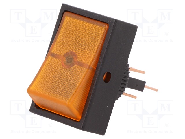 ROCKER; SPST; Pos: 2; OFF-ON; 30A/12VDC; orange; neon lamp; 50mΩ