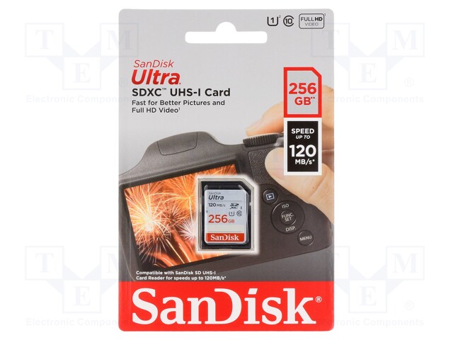 Memory card; Ultra; SD XC; 256GB; 120MB/s; Class 10 UHS U1