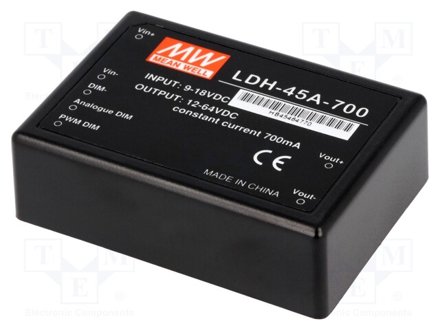 Converter: DC/DC; 44W; Uin: 9÷18V; Uout: 12÷64VDC; Iin: 4.2A; 138g