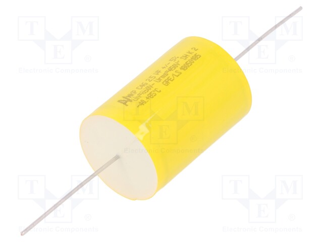 Capacitor: polyester; 2.5uF; Leads: axial; ESR: 2900mΩ; THT; ±5%