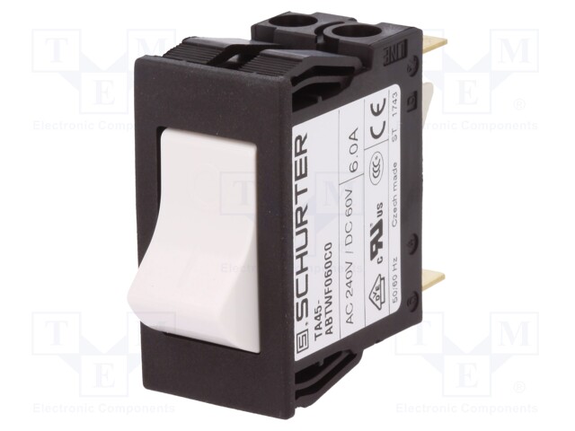 Circuit breaker; Urated: 240VAC; 60VDC; 6A; DPST; Poles: 2; 35g