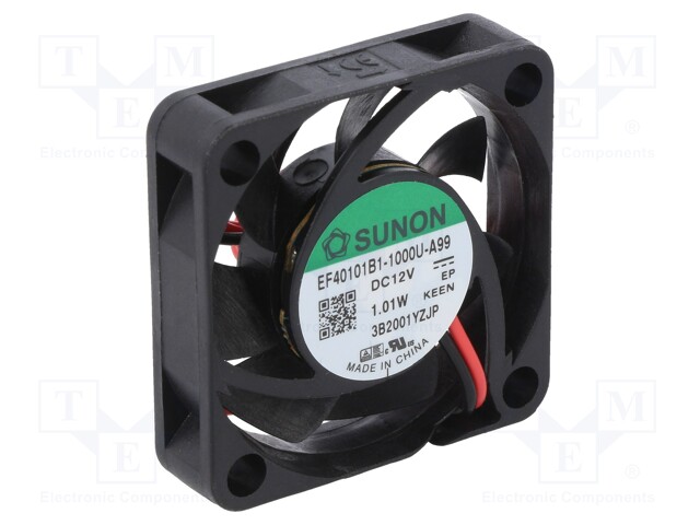 Fan: DC; axial; 12VDC; 40x40x10mm; 13.59m3/h; 27.3dBA; ball bearing