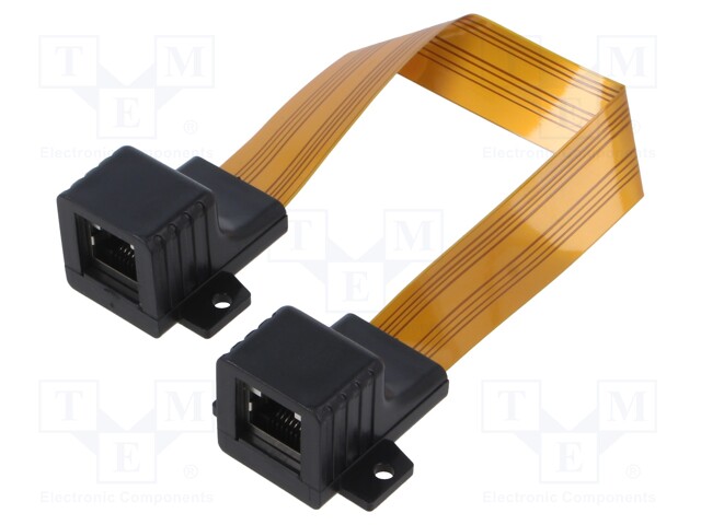 Extender RJ45; orange; 0.23m; RJ45 socket,both sides