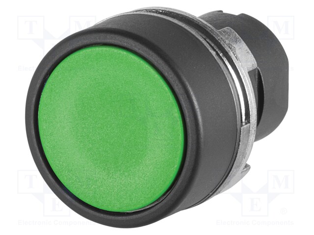 Switch: push-button; 22mm; Stabl.pos: 2; green; none; IP65; flat