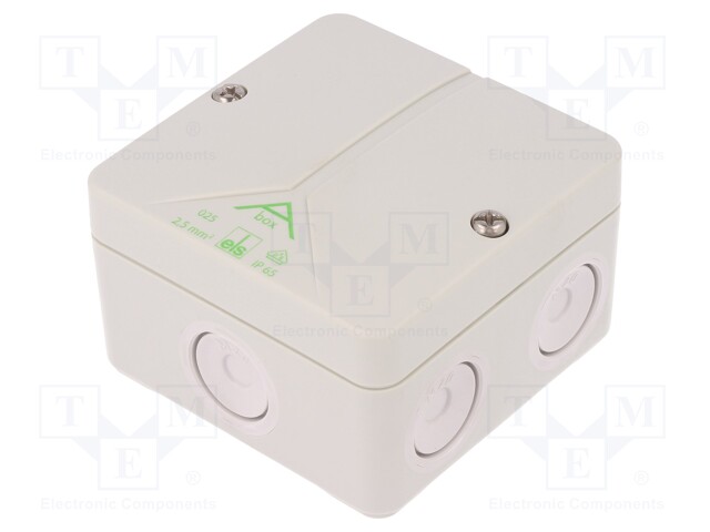 Enclosure: junction box; X: 80mm; Y: 80mm; Z: 52mm; polystyrene; IP65