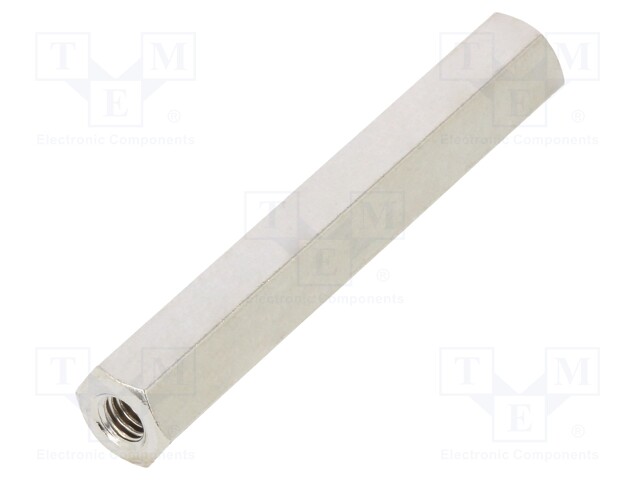 Screwed spacer sleeve; Int.thread: M4; 45mm; hexagonal; brass