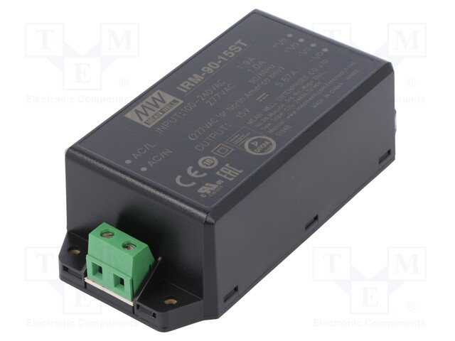 Power supply: switched-mode; modular; 85W; 15VDC; 109x52x33.5mm