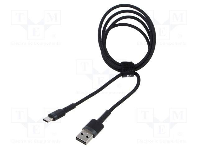 Cable; High Speed,USB 2.0; USB A plug,USB C plug; 1m; black; 3A