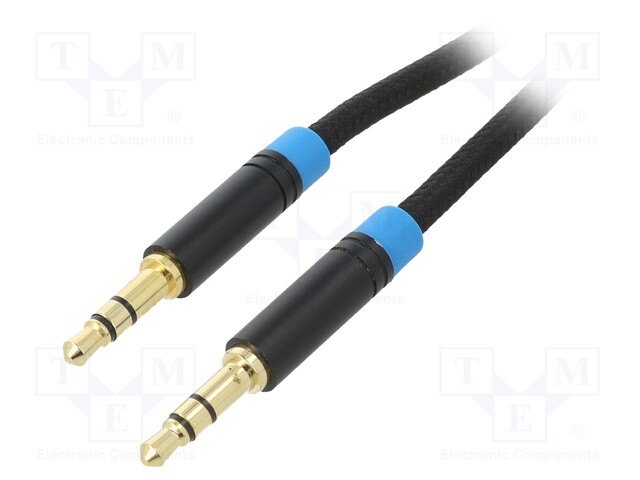 Cable; Jack 3.5mm 3pin plug,both sides; 0.5m; black