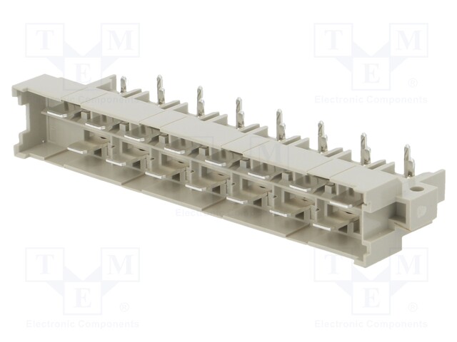 Socket; DIN 41612; grounding contact; male; PIN: 15; THT; on PCBs