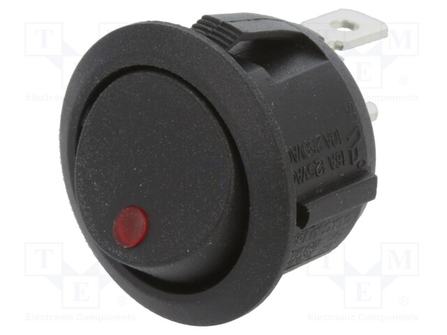 ROCKER; SPST; Pos: 2; ON-OFF; 20A/12VDC; red; LED; Rcont max: 50mΩ