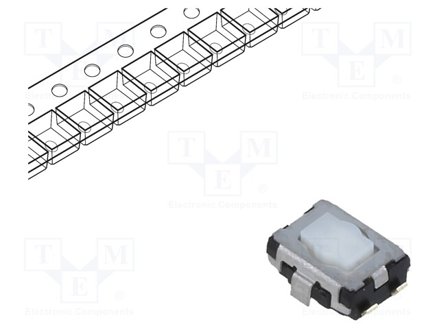 Microswitch TACT; SPST; Pos: 2; 0.02A/15VDC; SMT; none; 2.1mm; white