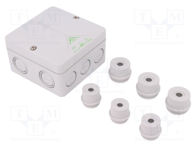 Enclosure: junction box; X: 94mm; Y: 94mm; Z: 56mm; polystyrene; IP54