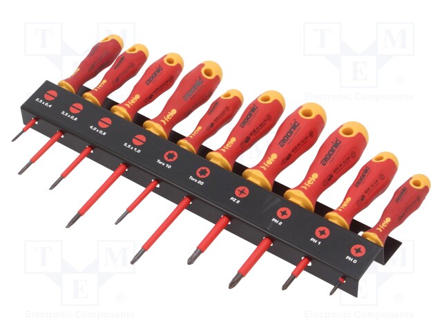 Kit: screwdrivers; Pcs: 10; insulated; 1kVAC; Series: ERGONIC®