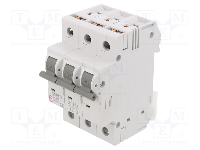 Circuit breaker; 230/400VAC; Inom: 20A; Poles: 3; DIN; Charact: D