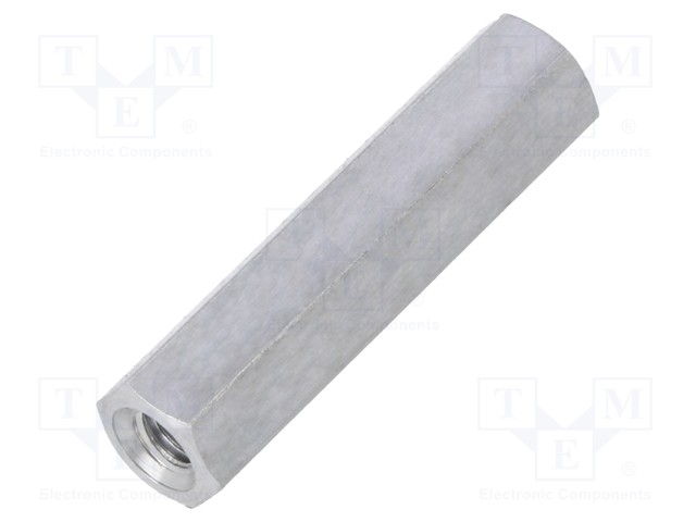 Screwed spacer sleeve; Int.thread: M4; 30mm; hexagonal; aluminium