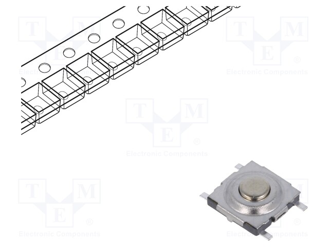 Microswitch TACT; Pos: 2; 0.05A/42VDC; SMD; none; 2.5N; 300um; round