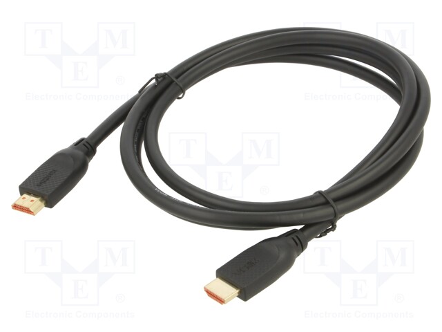 Cable; HDMI 2.0; HDMI plug,both sides; PVC; 1.8m; black; 32AWG