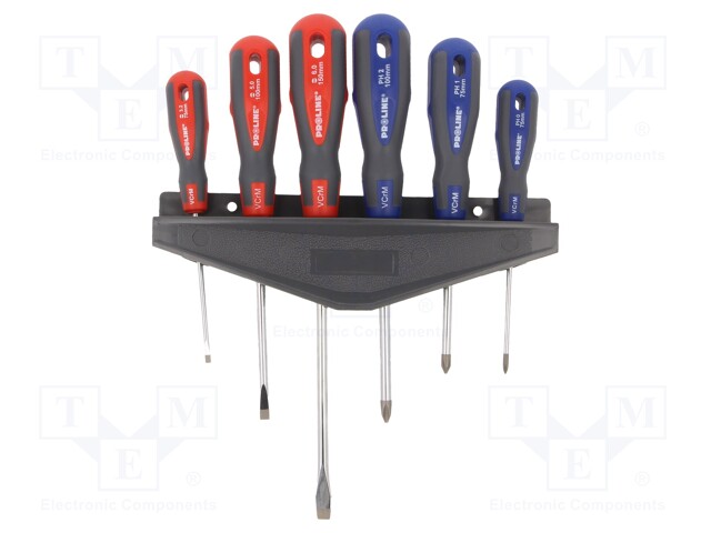 Kit: screwdrivers; Pcs: 6; Phillips,slot; Features: magnetic