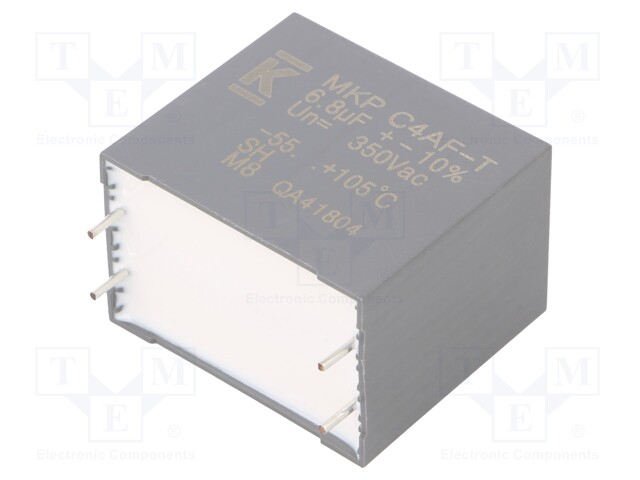 AC Film Capacitor, 6.8 µF, 350 VAC, Metallized PP, ± 10%, C4AF Series, Radial Box