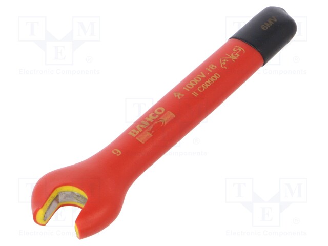 Key; insulated,spanner; 9mm; IEC 60900,VDE; tool steel; 1kV; 98mm