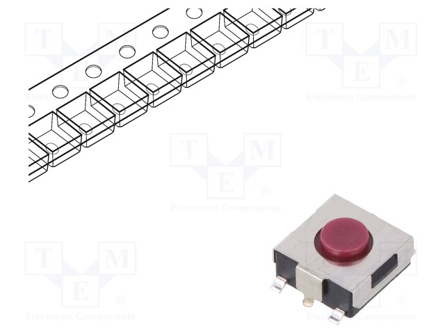 Microswitch TACT; SPST; Pos: 2; 0.05A/12VDC; SMT; 2.4N; 3.1mm; round