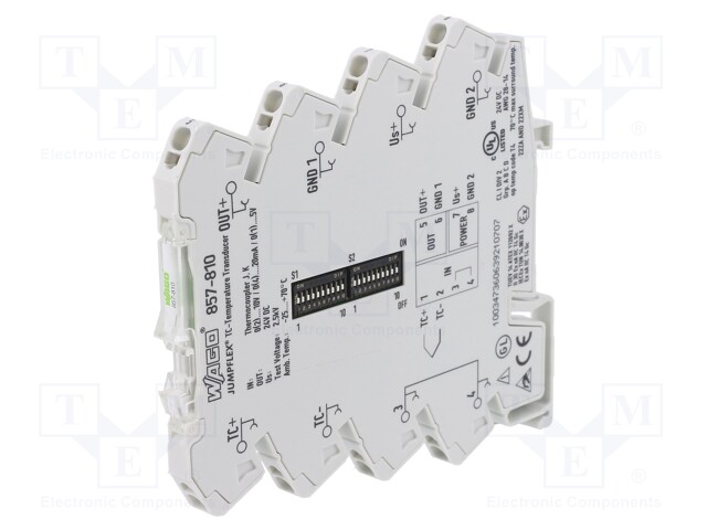 Converter: temperature; DIN; thermocouple J,thermocouple K; IP20