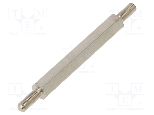 Screwed spacer sleeve; 35mm; Ext.thread: M3; hexagonal; brass