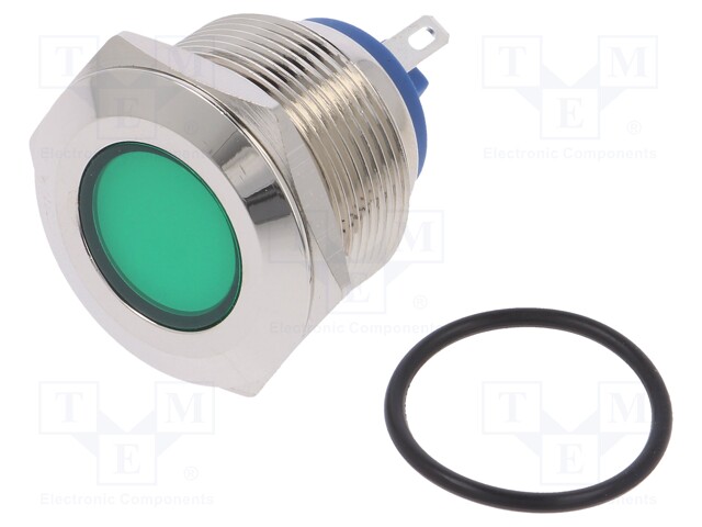 Indicator: LED; flat; 24VDC; 24VAC; Cutout: Ø22mm; brass