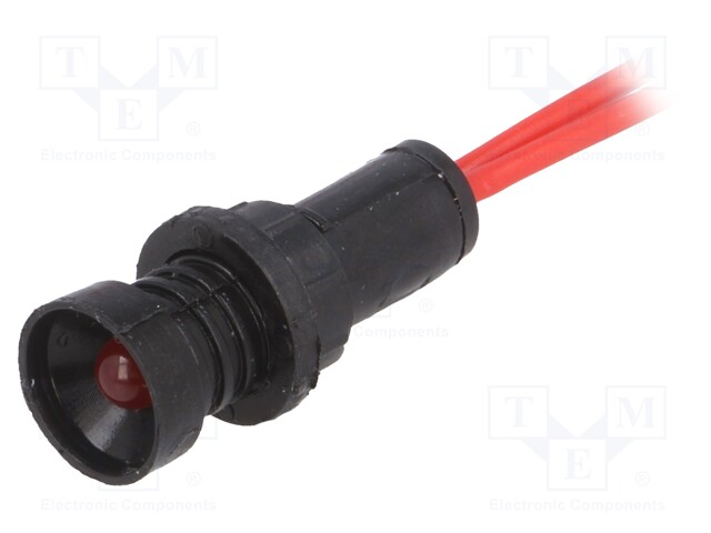 Indicator: LED; recessed; 230VAC; Cutout: Ø10mm; IP20; 300mm leads