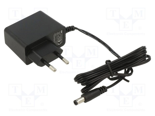 Power supply: switched-mode; constant voltage; 9VDC; 1A; 9W; plug