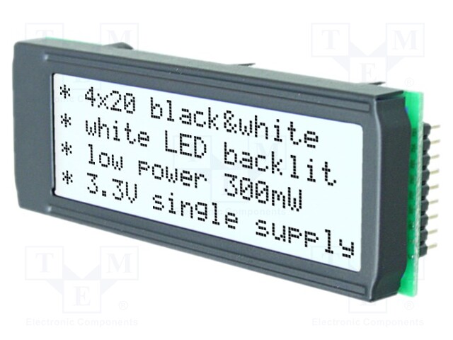 Display: LCD; alphanumeric; FSTN Positive; 20x4; black; 75x26.8mm