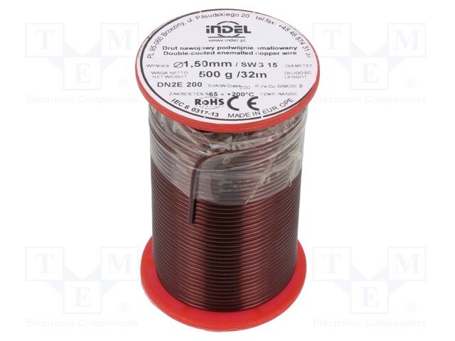 Coil wire; double coated enamelled; 1.5mm; 500g; -65÷200°C