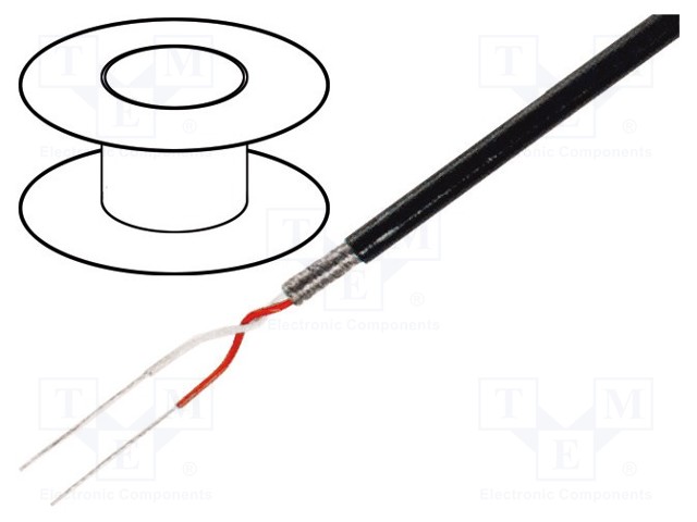 Wire: microphone cable; 2x0,08mm2; black; OFC,tinned; PVC; Ø3mm