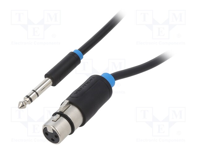 Cable; Jack 6.5mm plug; 5m; Plating: nickel plated; black