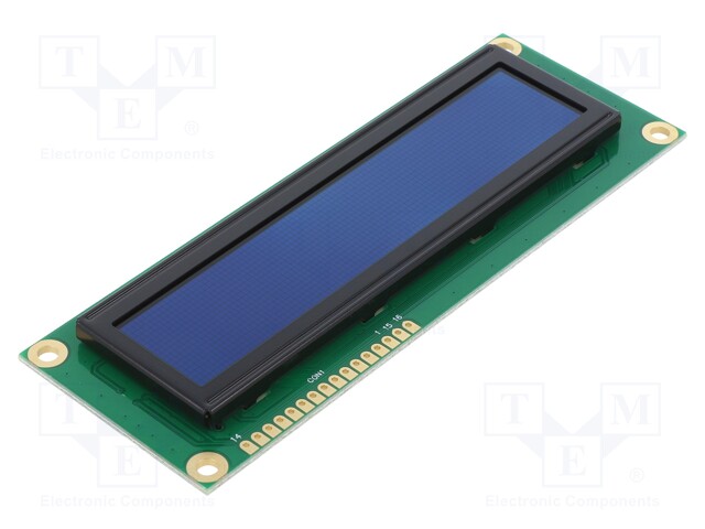 Display: OLED; alphanumeric; 16x2; Dim: 122x44x10mm; blue; PIN: 16