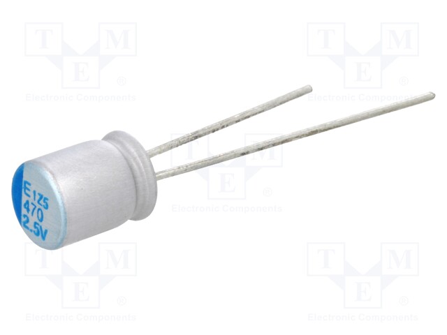 Capacitor: polymer; 470uF; 2.5VDC; ESR: 8mΩ; THT; ±20%; -55÷105°C