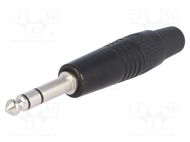 Plug; Jack 6,3mm; male; stereo; straight; for cable; soldering