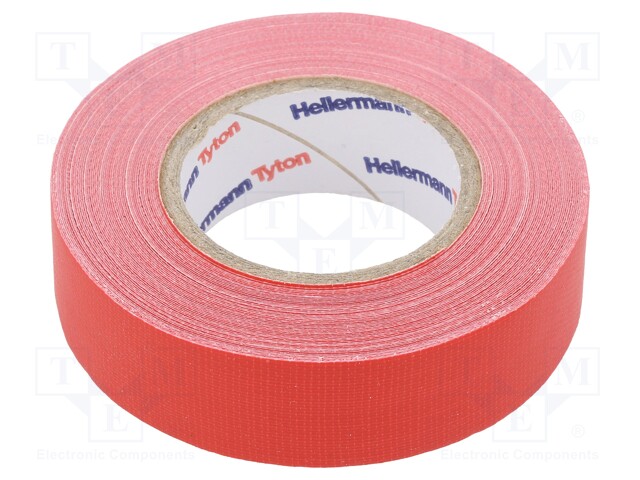 Tape: textile; W: 19mm; L: 10m; Thk: 0.31mm; red; 64N/cm; 10%; rubber